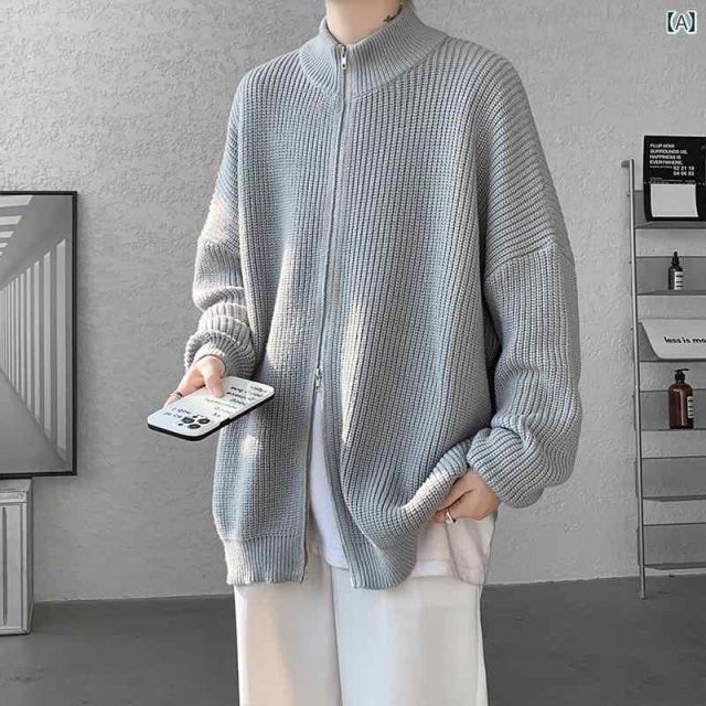 種類42：5XL&frasl;E：ネイビーブルー [5XL]メンズ ファッション 服 男性用 オシャレ シンプル 大人 かっこいい 大きいサイズ ストリート 紳士服 セーター ハイエ アメリカン レトロ ハーフ タートルネック カーディガン カップル  メンズ ファッション 服 男性用
