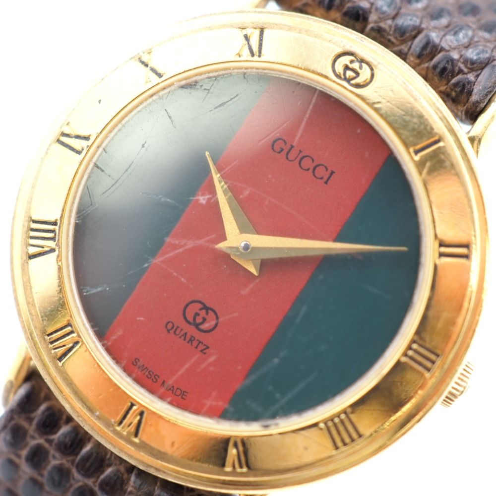 GUCCI/グッチ 3000L ロゴ クォーツ シェリーライン 腕時計 ゴールド