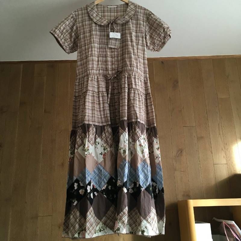 PINK HOUSE ピンクハウス バラの森 パッチワーク ワンピースF 定価92 400円