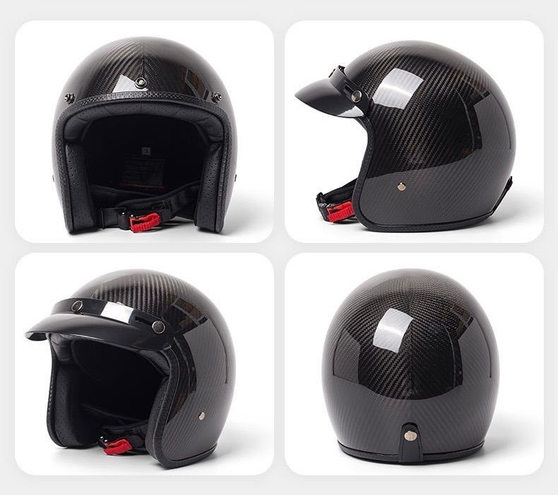 高品質ジェットヘルメットカーボンファイバー製 リアルカーボンバイクヘルメット