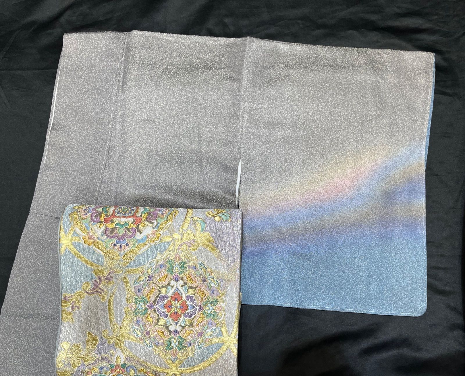 金彩　蛍ぼかし　桜花模様　菊花　付け下げ　着物　102a p 金彩蛍ぼかし桜花模様菊花付け下げ着物102a p