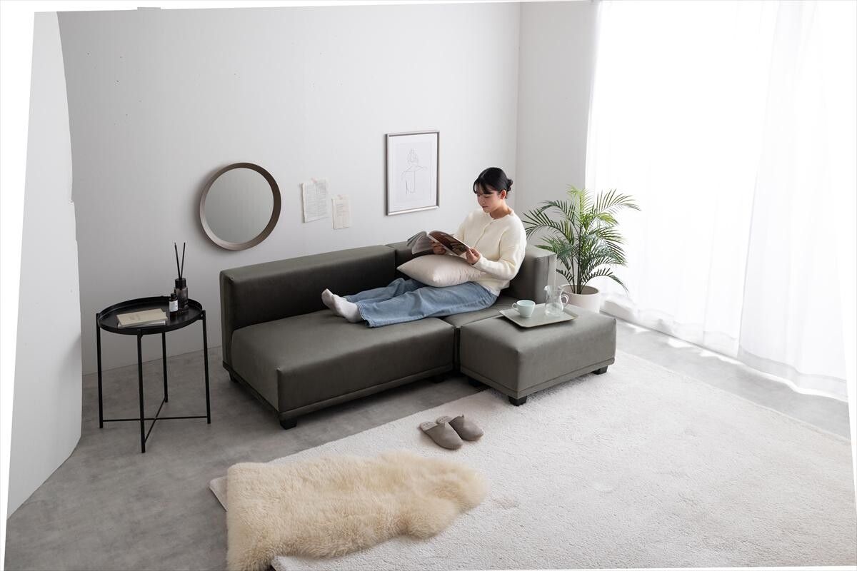 Celina オットマン幅74cm ホワイト 2点セット】Celina 2人掛けソファ+