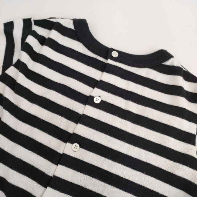 R&D.M.Co- コットンボーダーバックボタン長袖カットソー　ブラウン R&D.M.Co- ボーダー バックボタン 長袖Tシャツ カットソー ロン