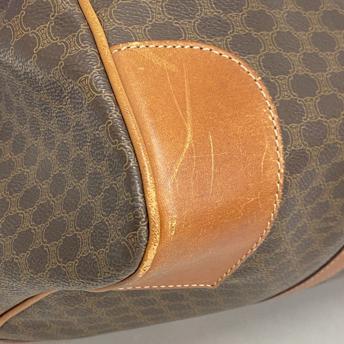 5gc2875-h】セリーヌ ボストンバッグ マカダム PVC ブラウン ゴールド  