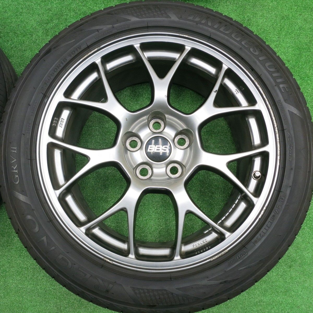 [送料無料] バリ溝！23年！9.5分★三菱 ランエボX 純正 BBS RG406 鍛造 235/50R18 ブリヂストン レグノ GRV2 ...