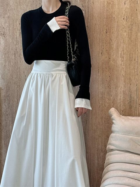 ニットトップス 気質 大人気 スリム ホーンスリーブ Tシャツ (T)