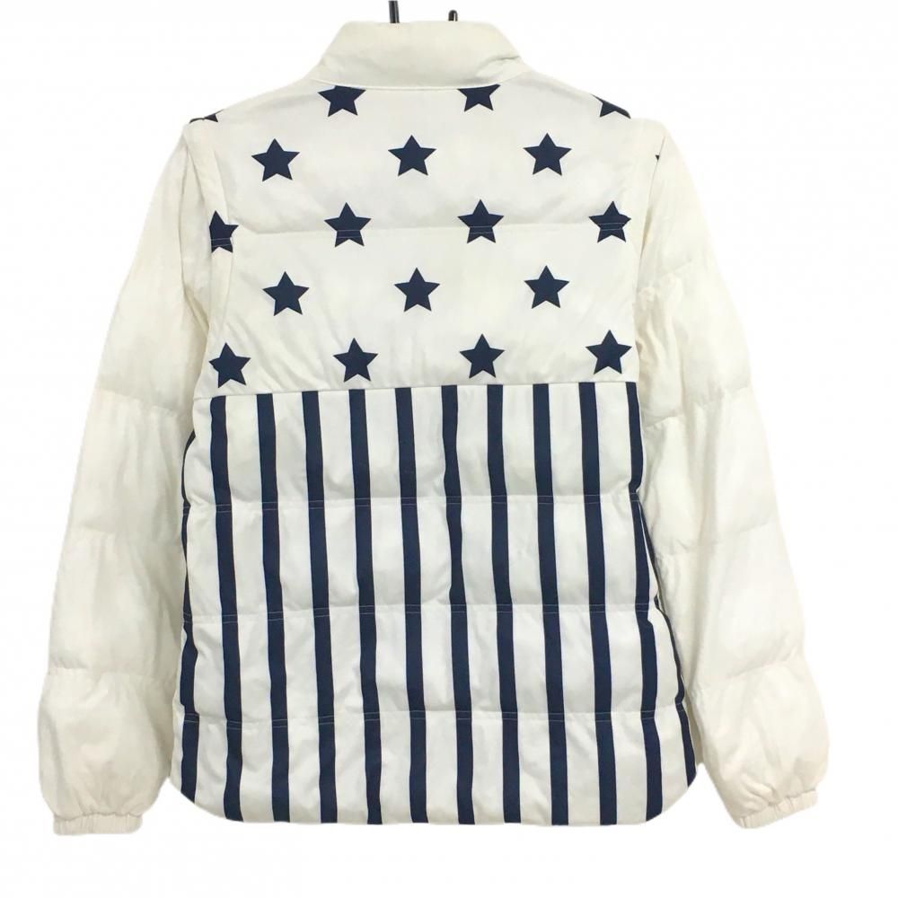 キャロウェイ 2WAY中綿ジャケット 白×ネイビー 星総柄 レディース M