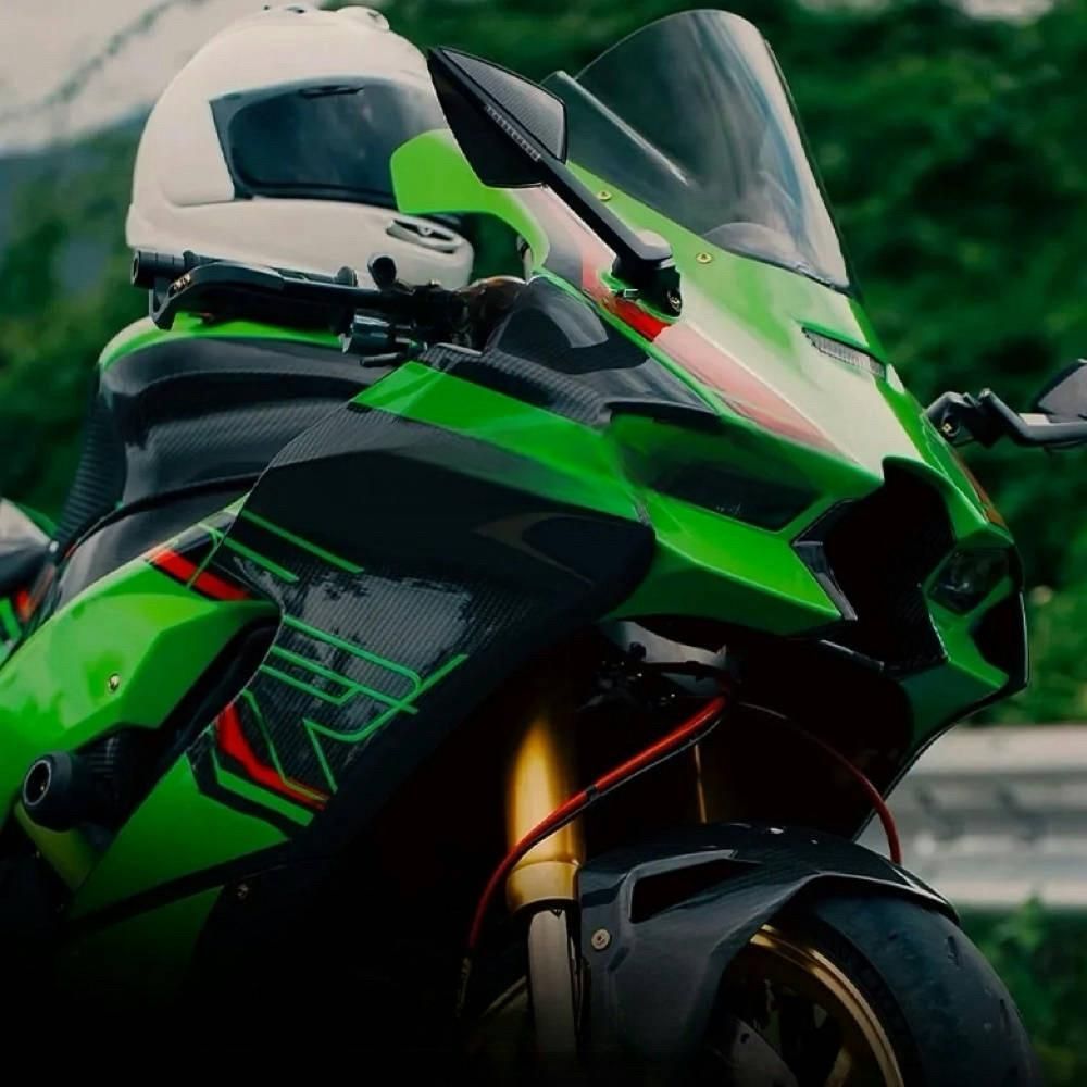 ATECHカーボンファイバー製バイクミラー Ninja ZX-25R (2020-) カーボンミラーセット--