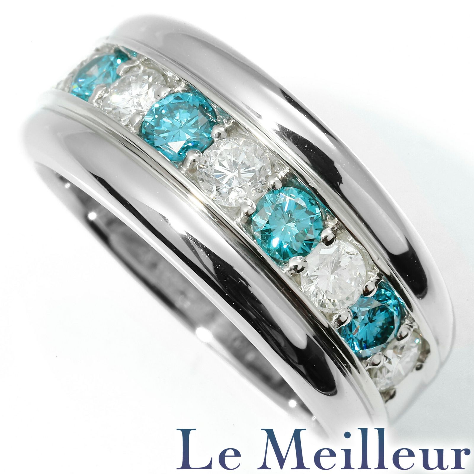 ダイヤモンド 0.59ct ブルーダイヤモンド 0.43ct プラチナ Pt900 