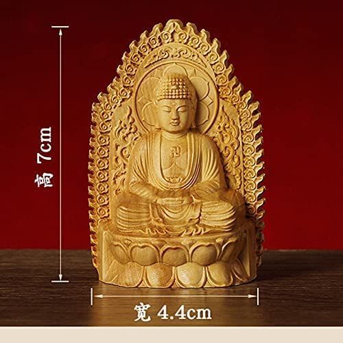 【人気商品】お釈迦様 （高さ7cm×巾2.2cm×奥行4.4cm） ブッダ 仏陀彫刻 柘植 黄楊 仏教美術品 木製仏像 如来 縁起物 オブジェ 置物  如来像 仏像 ミニ 高級天然ツゲ木彫り 釈迦像 ミニチュア 手のひらサイズ