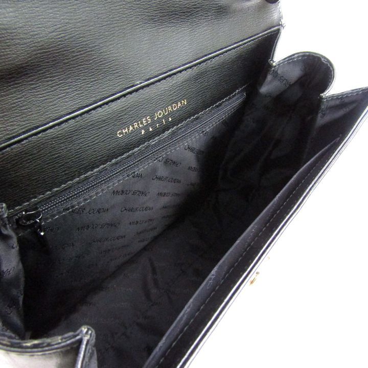 シャルルジョルダン、黒コート CHARLES JOURDAN シャルル ジョルダン レザーコート アウター 38