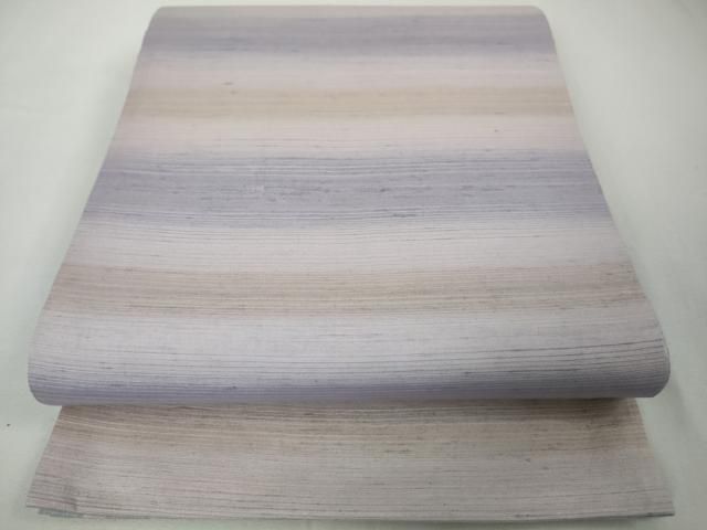 平和屋本店□極上 紅花紬 米沢 両面 全通柄袋帯 横縞 縦縞 逸品  