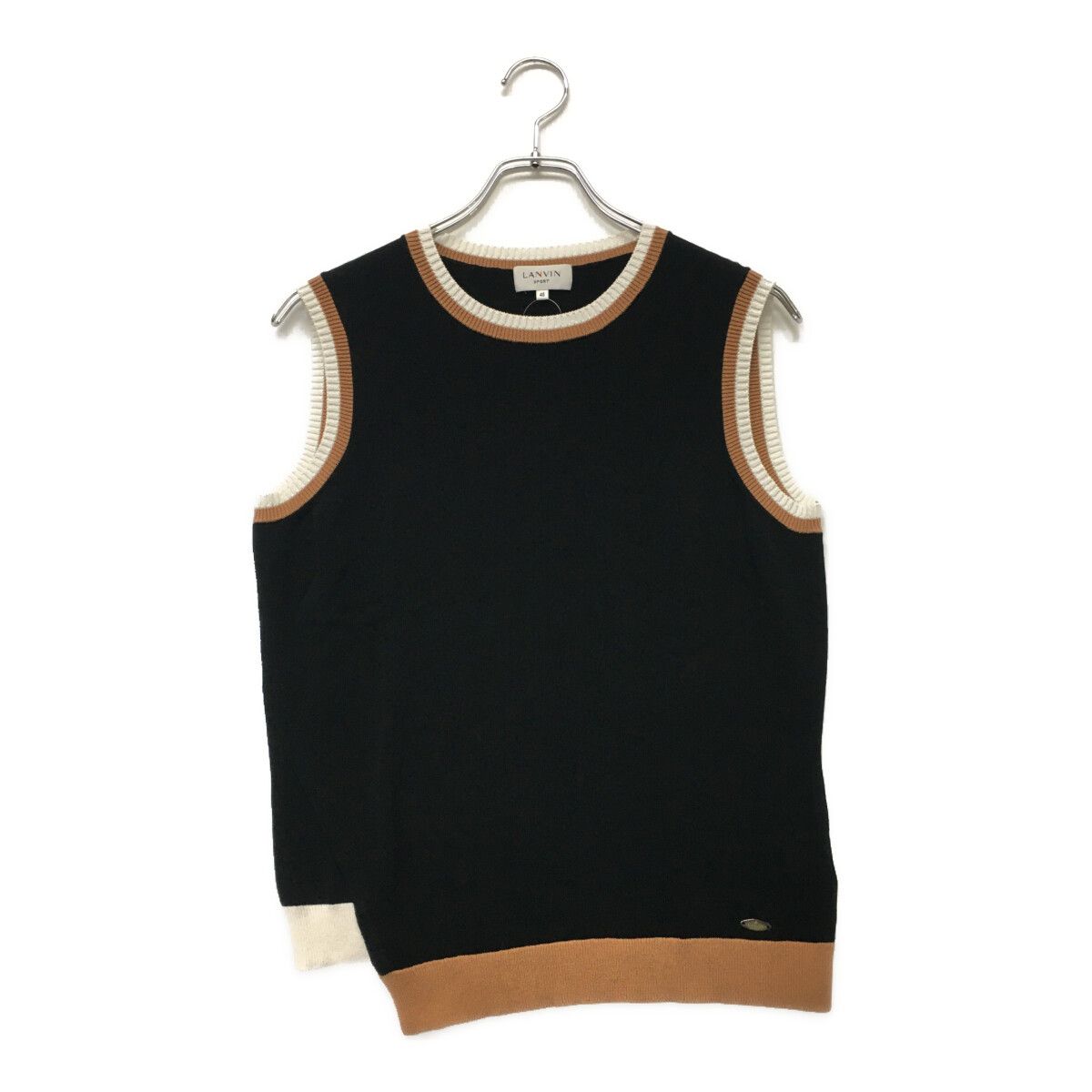 LANVIN - coco 中古 ランバンスポール LANVIN SPORT レディース ノースリーブ 40(L) 黒 ブラック クルーネック コットンニット 中古 レディース ランバンスポール LANVIN SPORT ノースリーブ