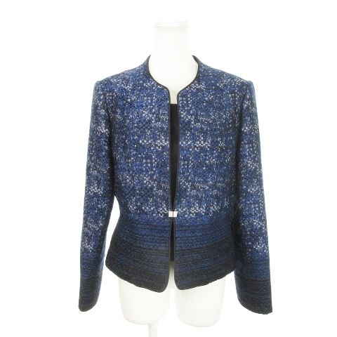 極美品 キミジマブティック　ノーカラー ツイードジャケット　手裏剣千鳥柄　13 極美品 キミジマブティック ノーカラー ツイードジャケット