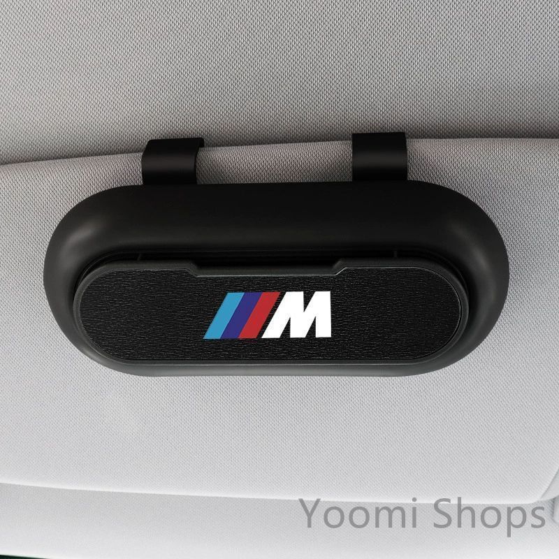 【新品未使用】高級感BMW M 1個セット ブラック+レザーブラック 車載メガネ ホルダーボックス サングラス収納