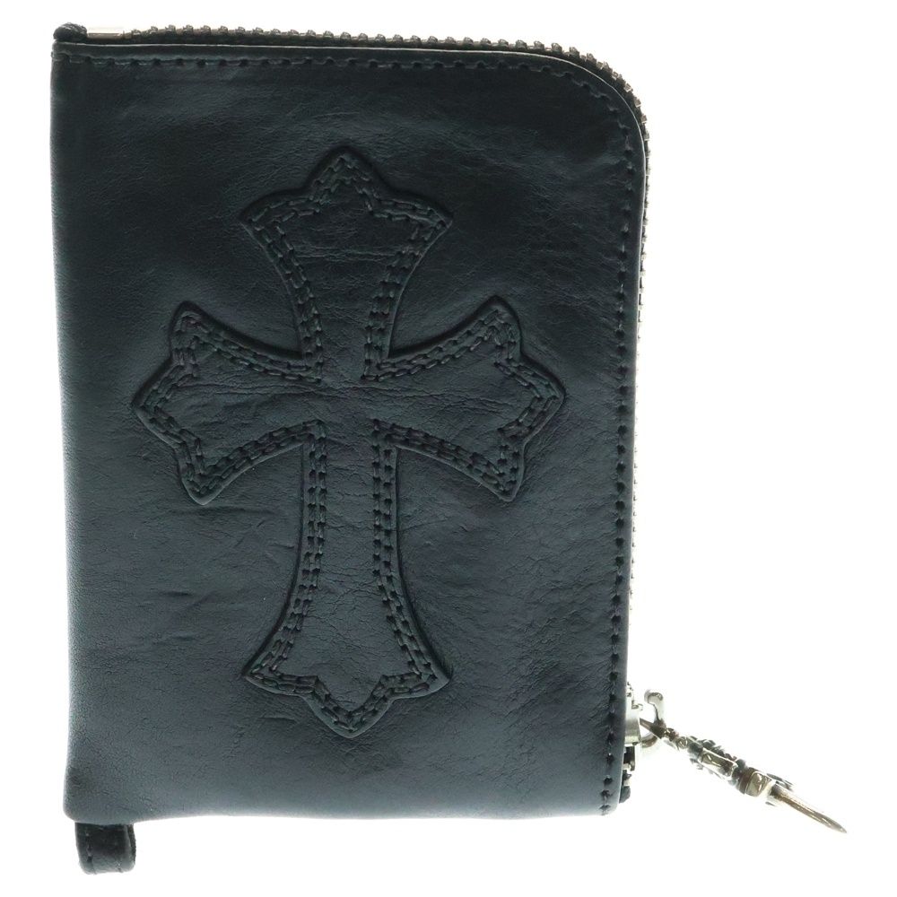 CHROME HEARTS クロムハーツ TINY ZIP タイニージップ クロスパッチ付き ダガージップ レザー コンパクトウォレット 財布 ブラック