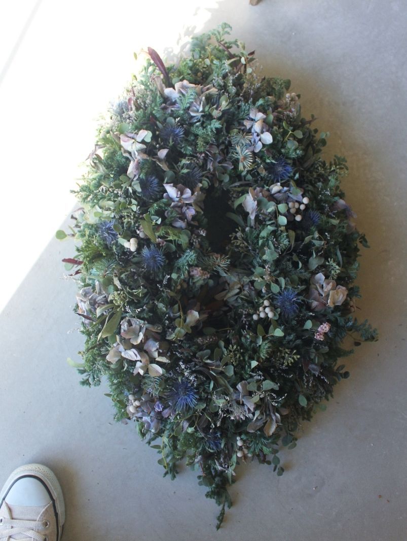 80cm|特大ダイヤ型アンティーク紫陽花の生花リース|ドライフラワー|壁掛け|ディスプレイ