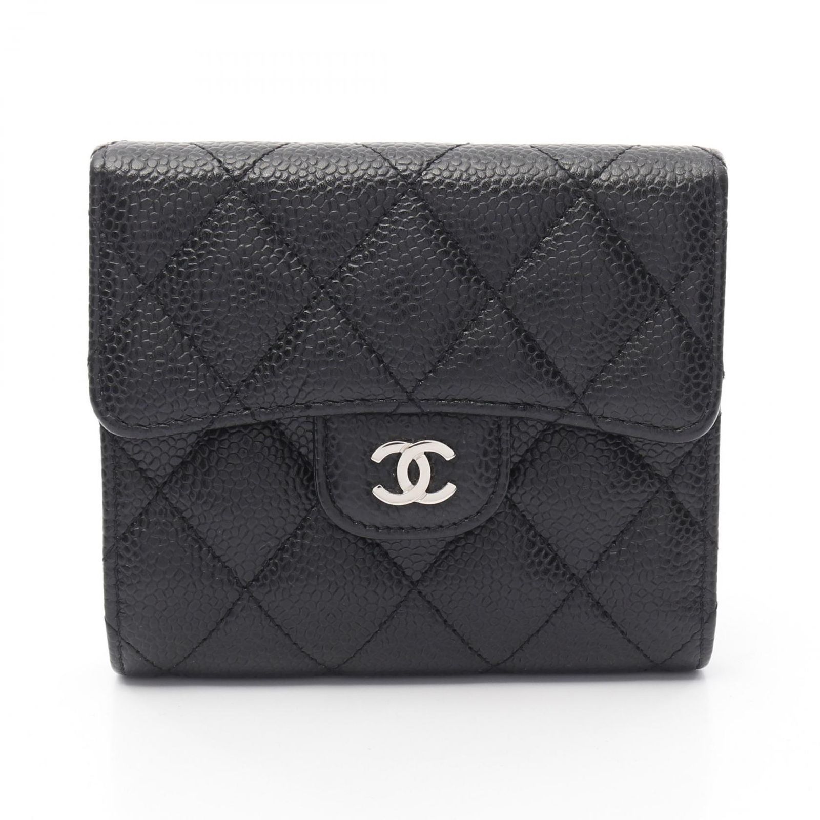 シャネル CHANEL 三つ折り財布 クラシック スモール フラップ ウォレット AP0231 ブラック レザー マトラッセ 三つ折財布 レディース Used A