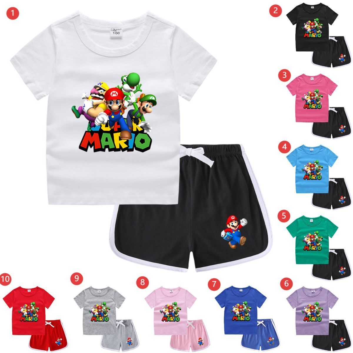 スーパーマリオキャラ柄 キッズセット！半袖Tシャツ＋半ズボン