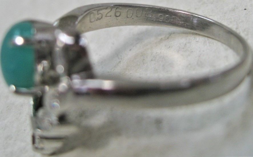 希少Pt900プラチナ リング指輪クリソコーラ0.526ct ダイヤ0.08ct 
