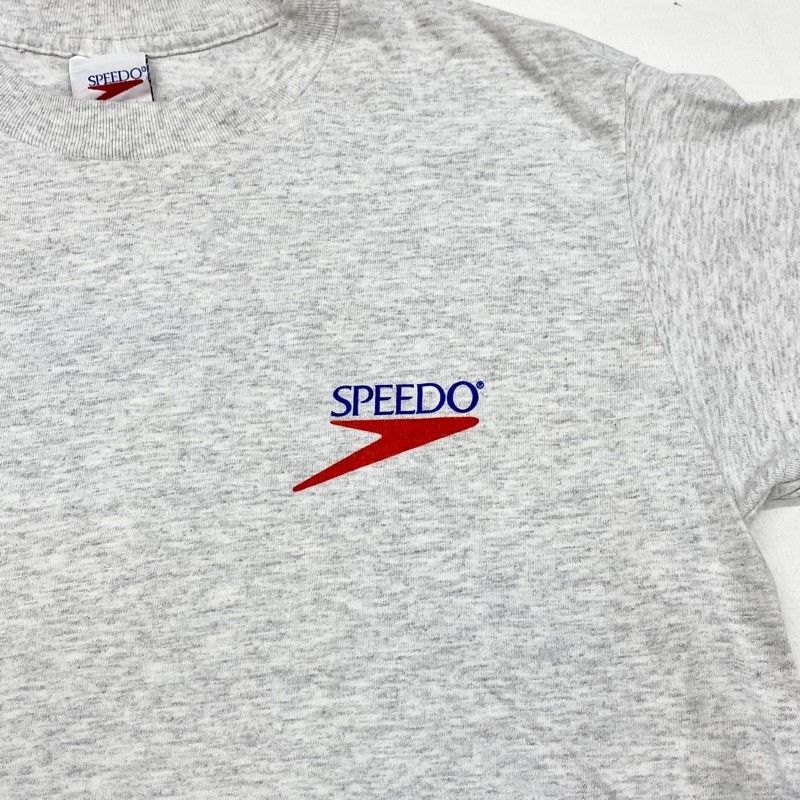 USA製 90's スピード SPEEDO Tシャツ 半袖 シングルステッチ ロゴ プリント サイズ：メンズ M グレー【UR】