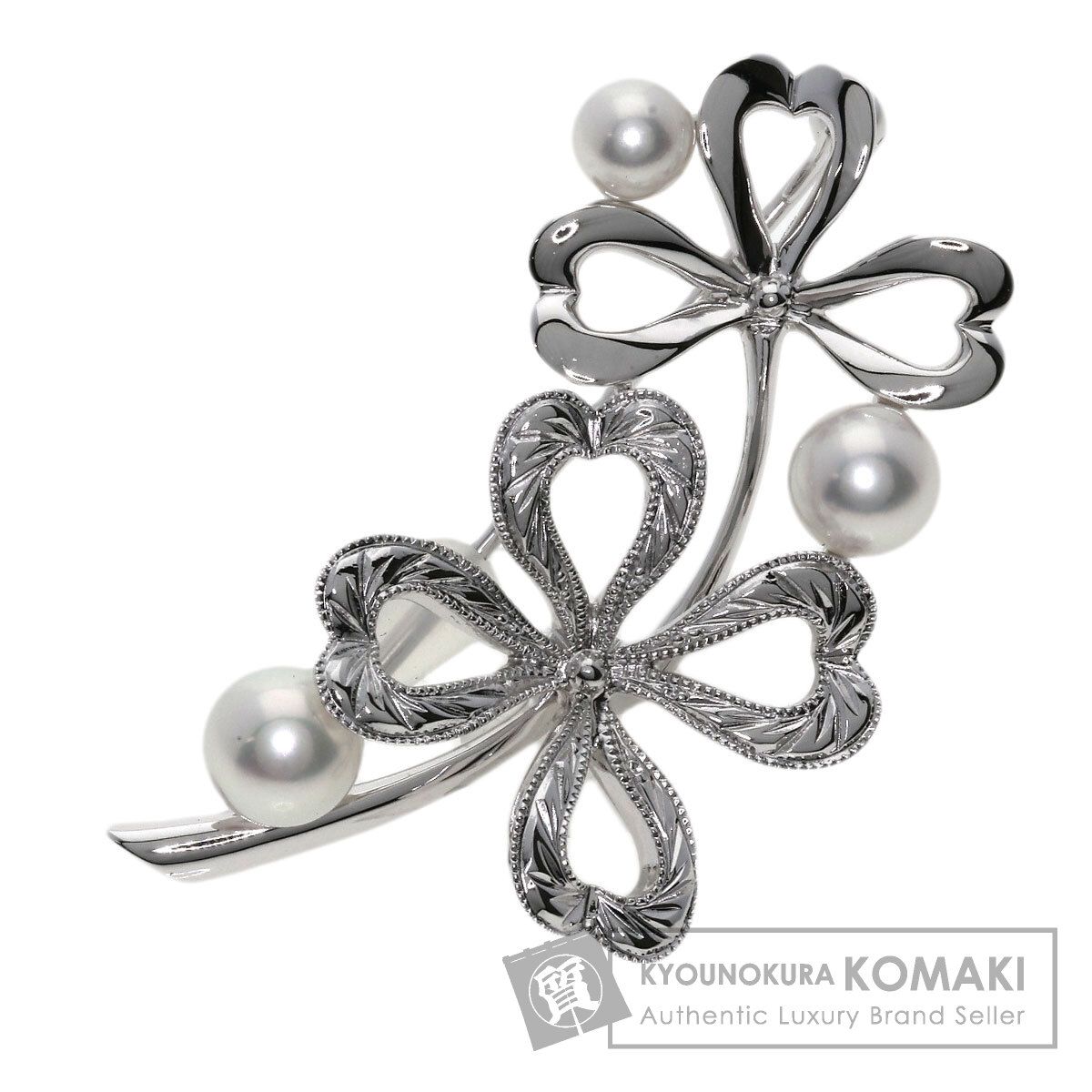 MIKIMOTO ミキモト フラワーモチーフ アコヤパール 真珠 ブローチ SV