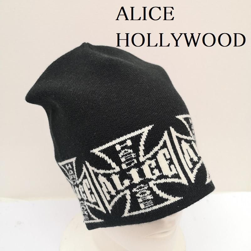 古着 帽子 ニット帽 ALICE HOLLYWOOD JACUARD CHOPPER BEANIE アイアンクロス ビーニー