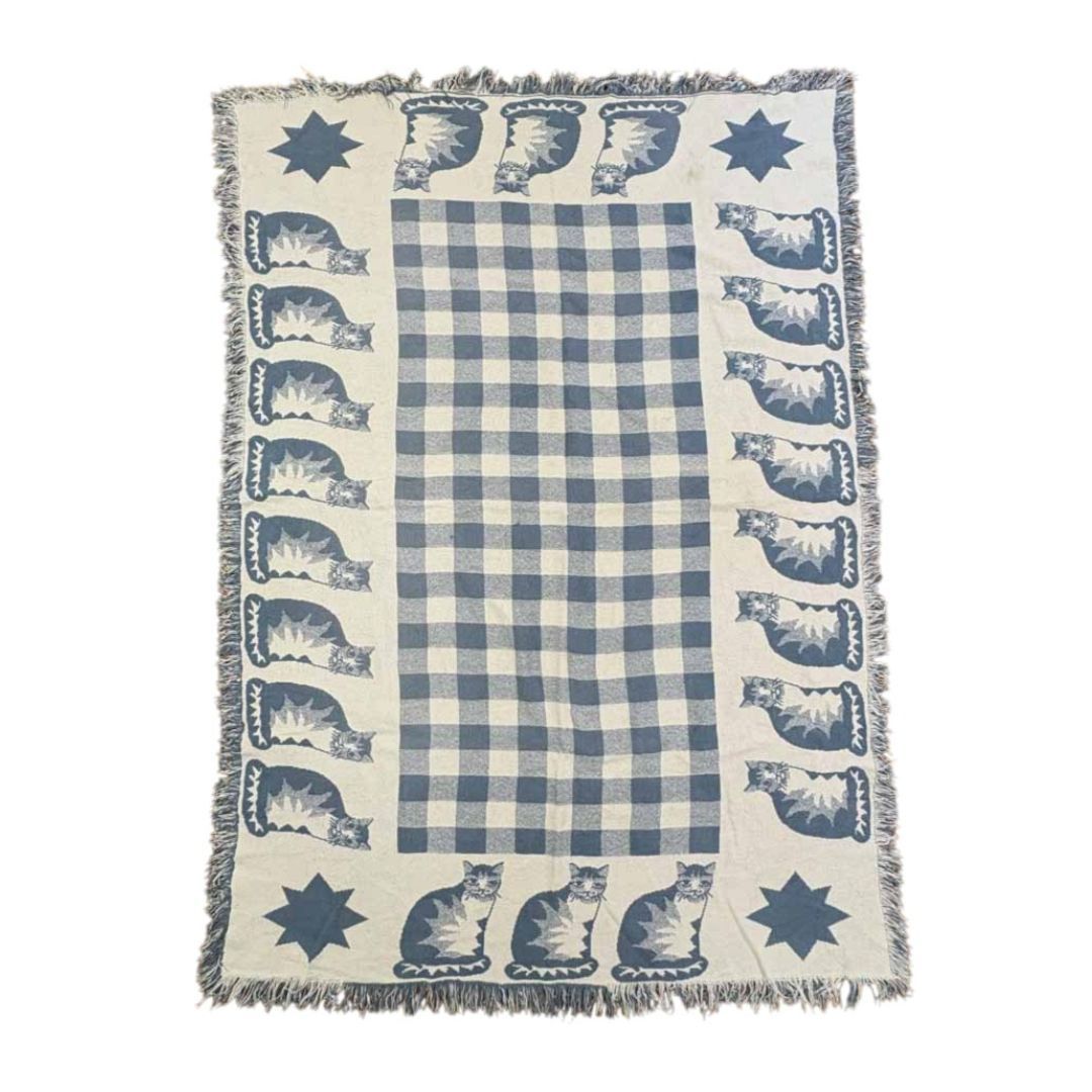 vintageラグ カーペット キャット チェック アニマル 1773