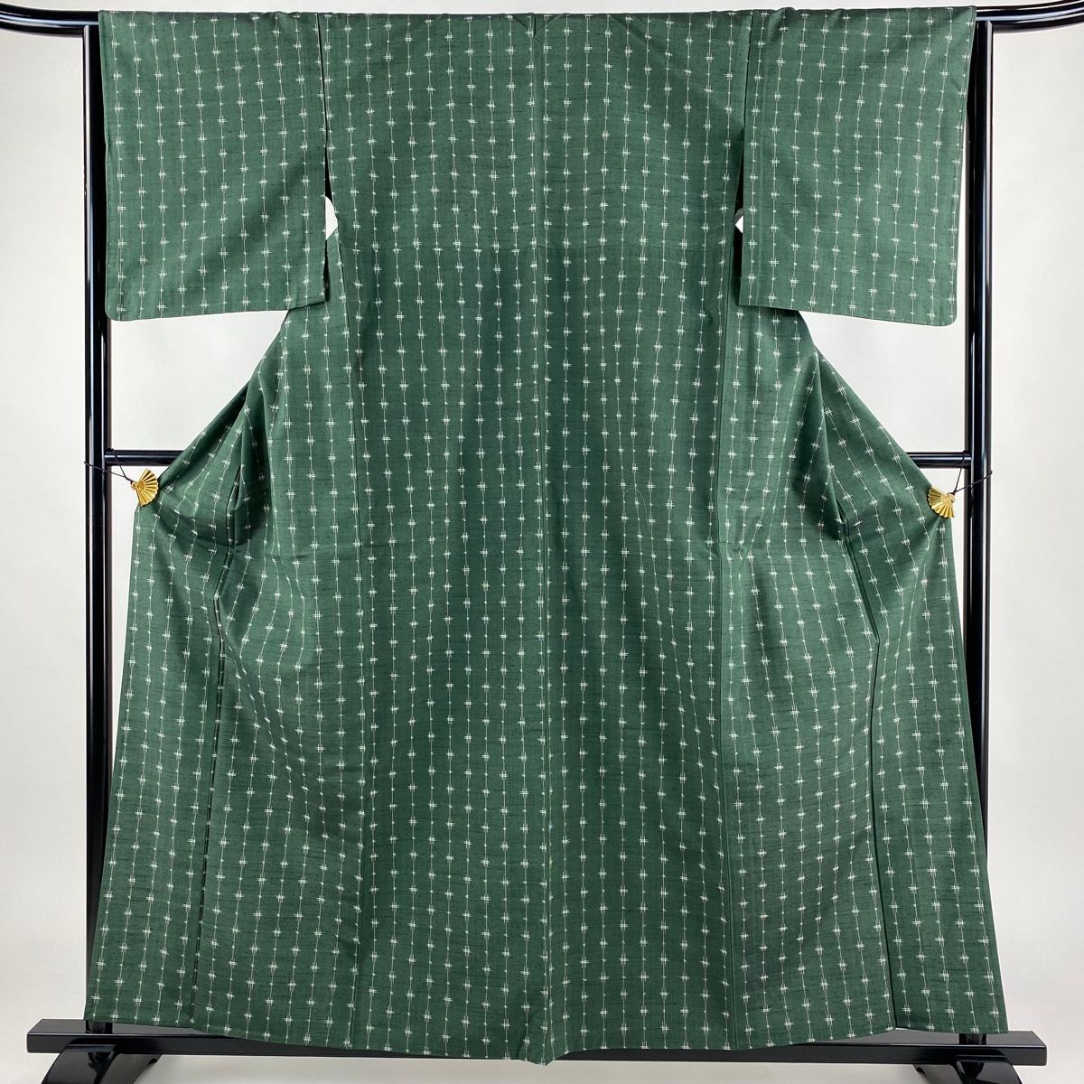 紬 秀品 証紙 縞 ベージュ 単衣 159cm 65.5cm M 正絹