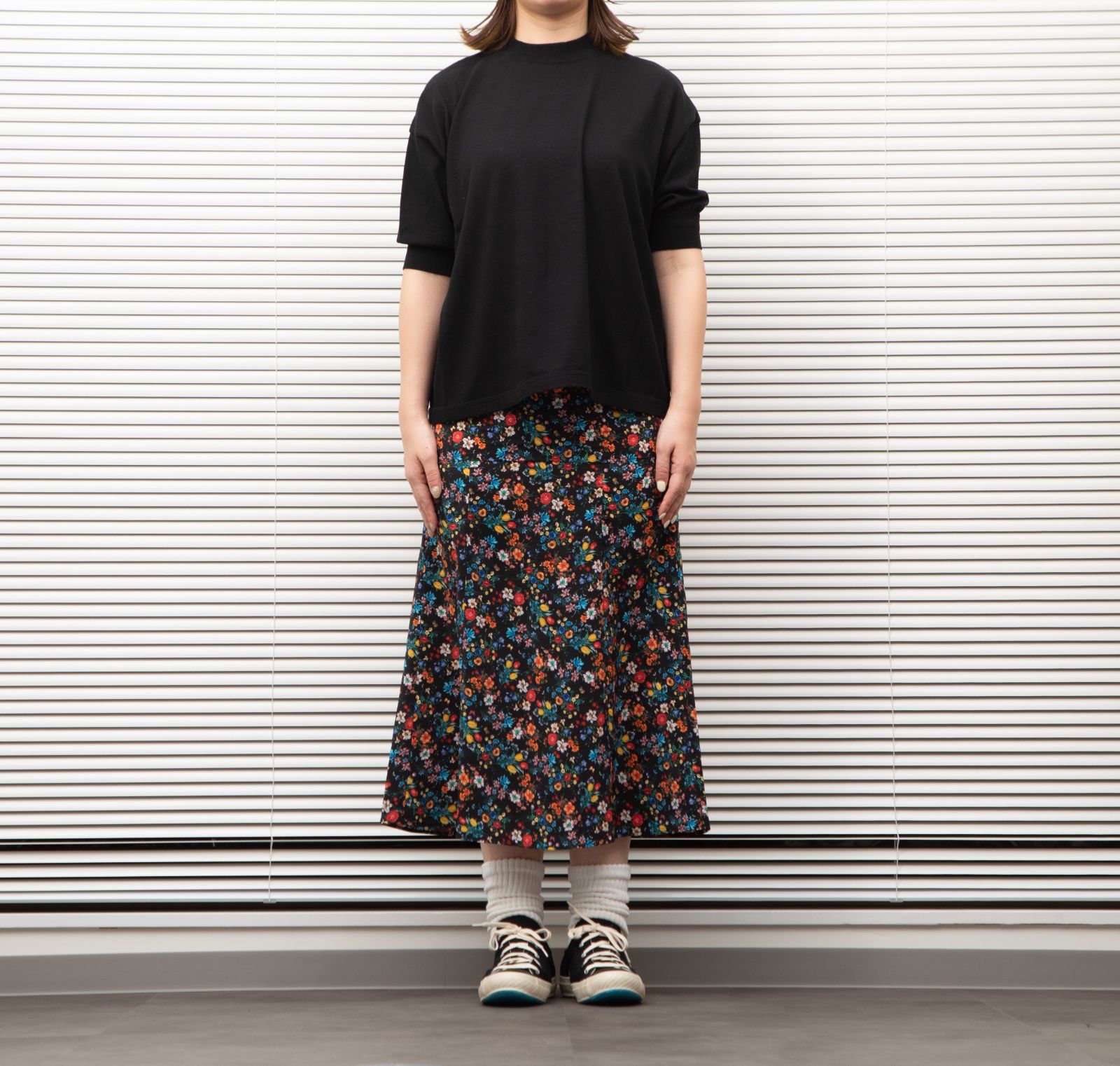 MEYAME メヤメ BEAUTIFUL SKIRT (FLOWER) BLACK ビューティフル