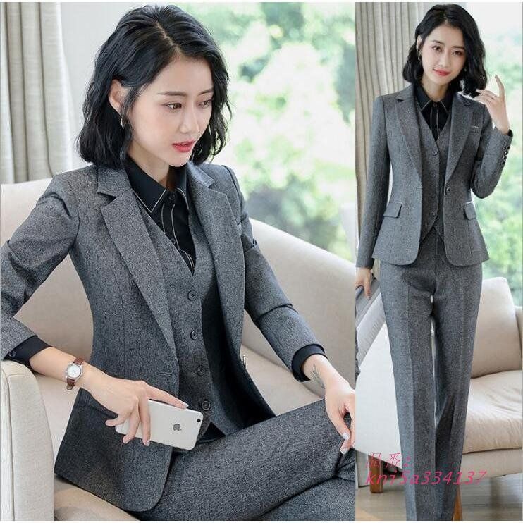 レディース スーツセット パンツセット スカートセット 20代30代40代 事務服 入学式 細身シルエット 卒業式 制服OL フォーマル ビジネス 通勤 kni5a334137