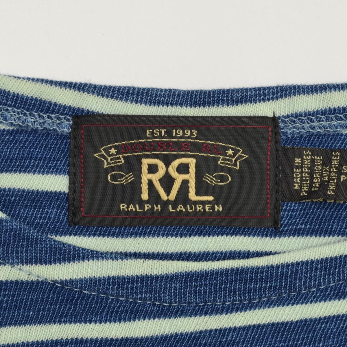 RRL ダブルアールエル インディゴ染め ボーダー ボートネック 長袖T