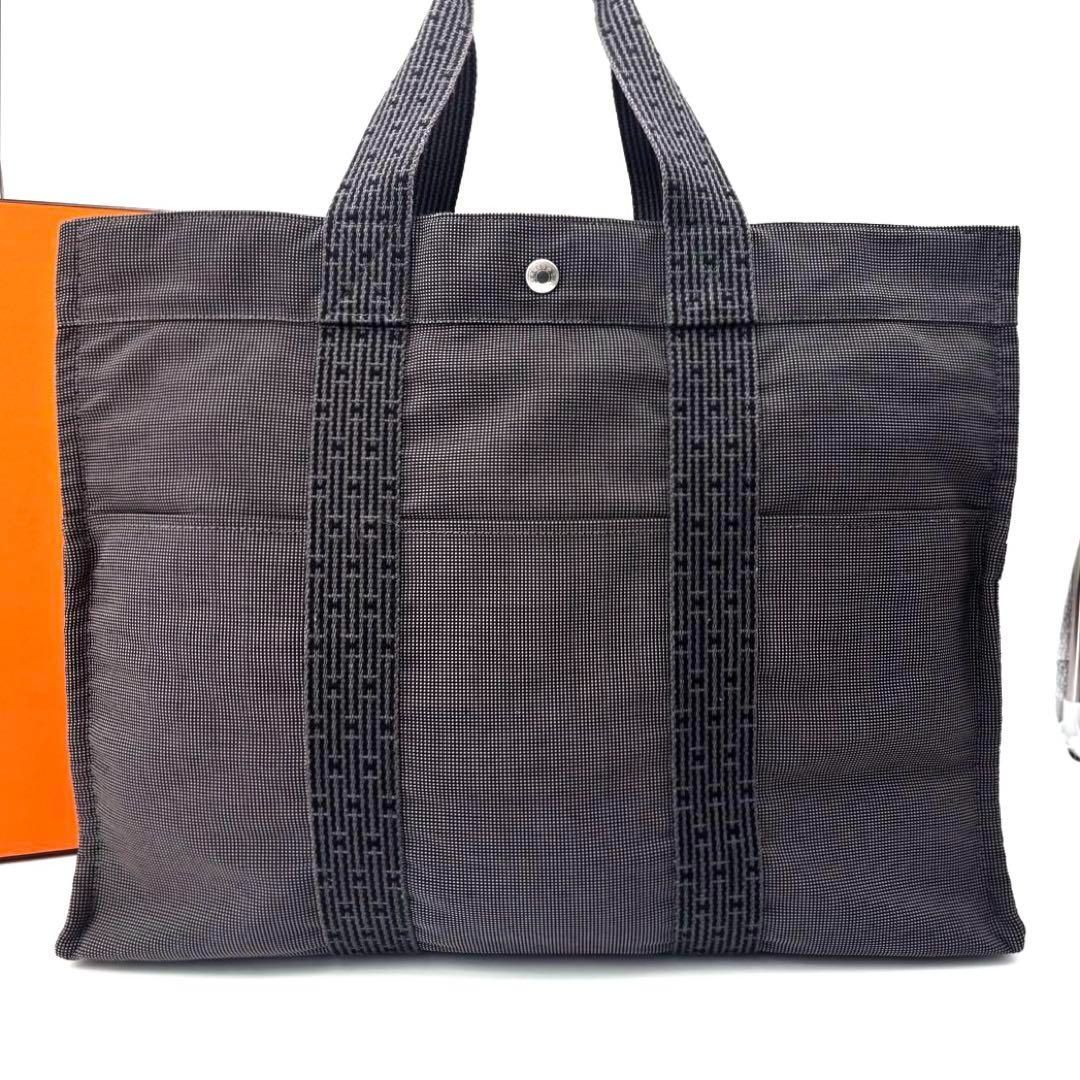 極美品✨HERMES バッグ エールライン トート MM グレー カデナ鍵付き 美品☆HERMES エルメス エールライン PM シルバー金具 カデナ