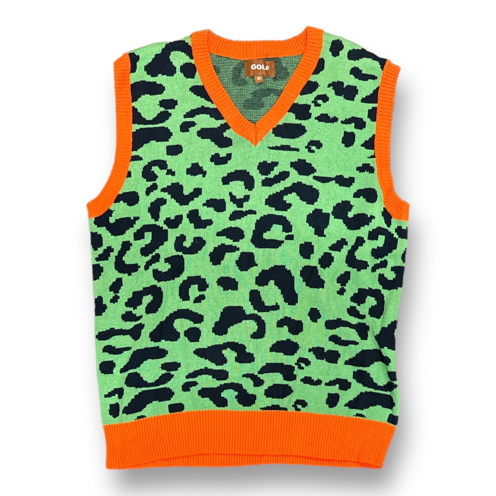 GOLF WANG Leopard Knit Vest レオパードニットベスト Vネック ゴルフ ...