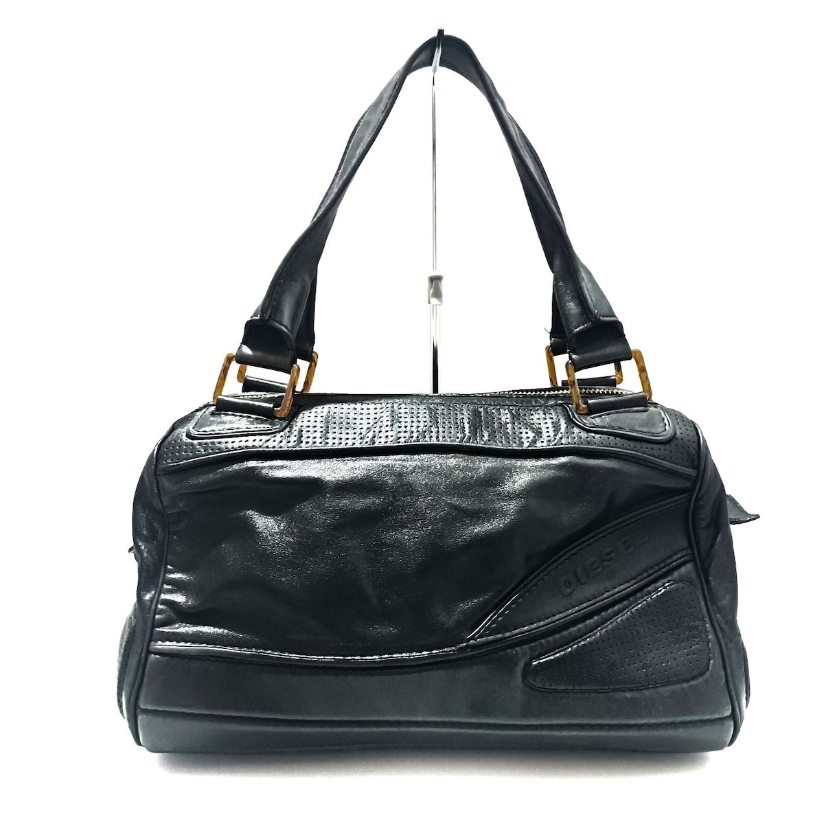 【美品】7/21削除予定　DIESEL 黒 ナイロン ハンドバッグ DIESEL(ディーゼル) ハンドバッグ - 黒 パンチング レザー
