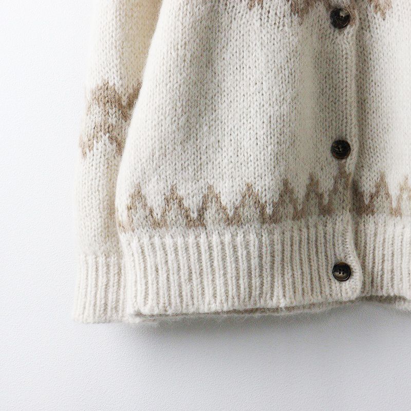 美品 バトナー BATONER MOHAIR NORDIC CREW NECK CARDIGAN モヘアノルディッククルーネックカーディガン2 ベージュ【2400014383317】 美品 バトナー BATONER MOHAIR NORDIC CREW NECK CARDIGAN