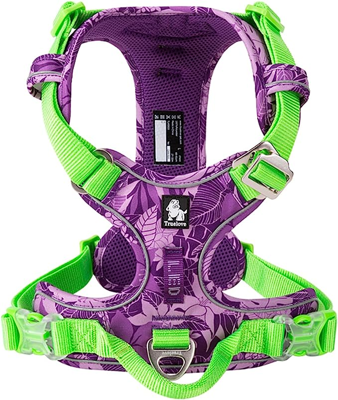 purpleu0026green M cocomall TRUE LOVE専門販売店 2020新型 犬用ハーネス 犬用胴輪 ドッグ ペット用品 ハーネス  3M反射材料 訓練 ナイロン製 小型犬、中型犬、大型犬に向け 通気性 調節可能 (M, purpl ::46954 | agb.md