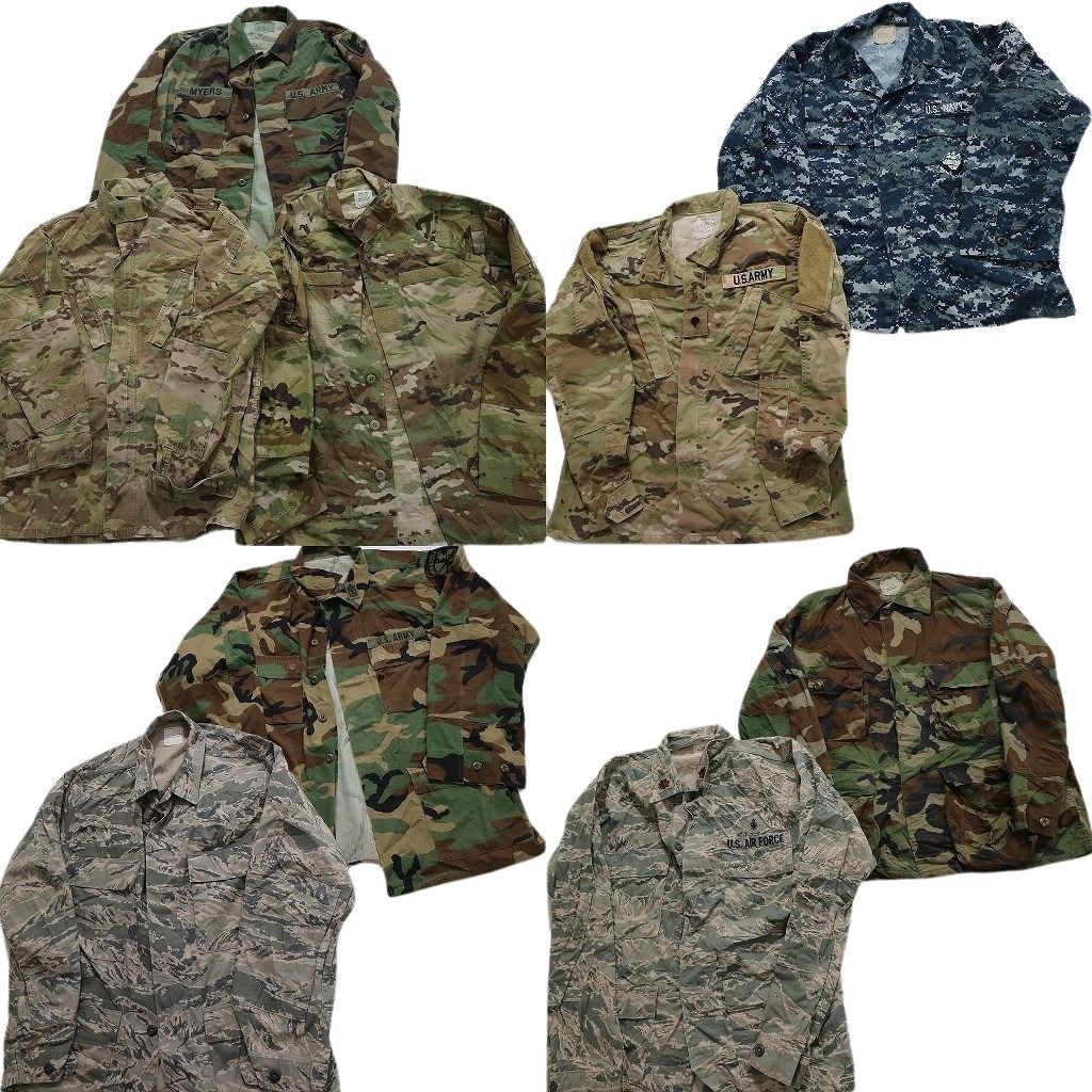 古着卸 まとめ売り フィールドジャケット 米軍実物 ミリタリー 9枚セット (メンズ M /L ) カモ柄MIX マルチカム  ウッドランド MU1404