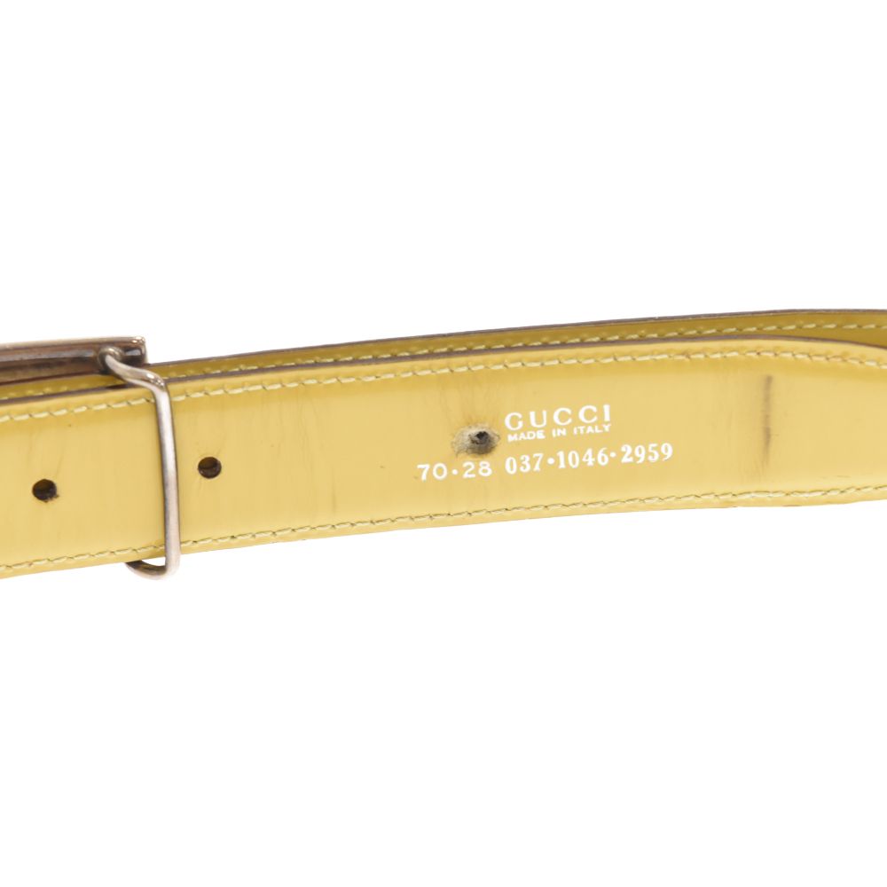 GUCCI (グッチ) レザー Gロゴ ベルト ホワイト 037・1046・2959