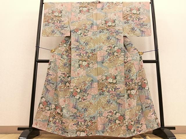 平和屋着物□上質な小紋 色紙源氏車文 正絹 逸品 BAAU3667hj 平和屋