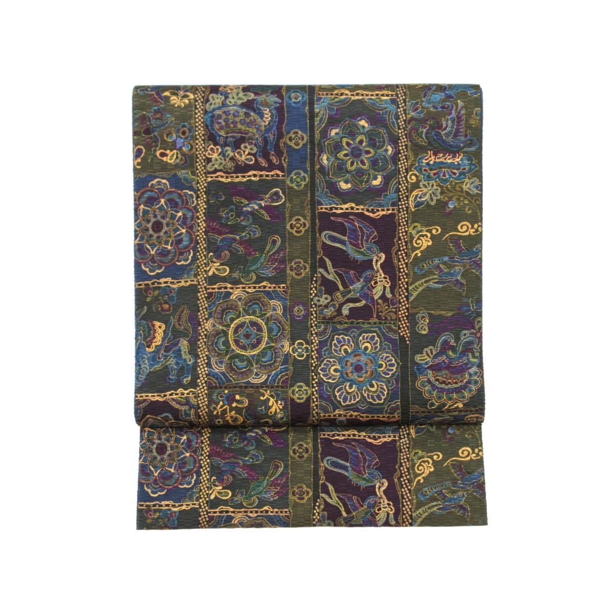 平和屋本店■極上　石川県指定無形文化財　牛首紬　白山工房　手織り　単衣　幾何学文様　証紙付き　逸品　未使用　CZAA3200s5 平和屋本店□極上 石川県指定無形文化財 牛首紬 白山工房 手織り