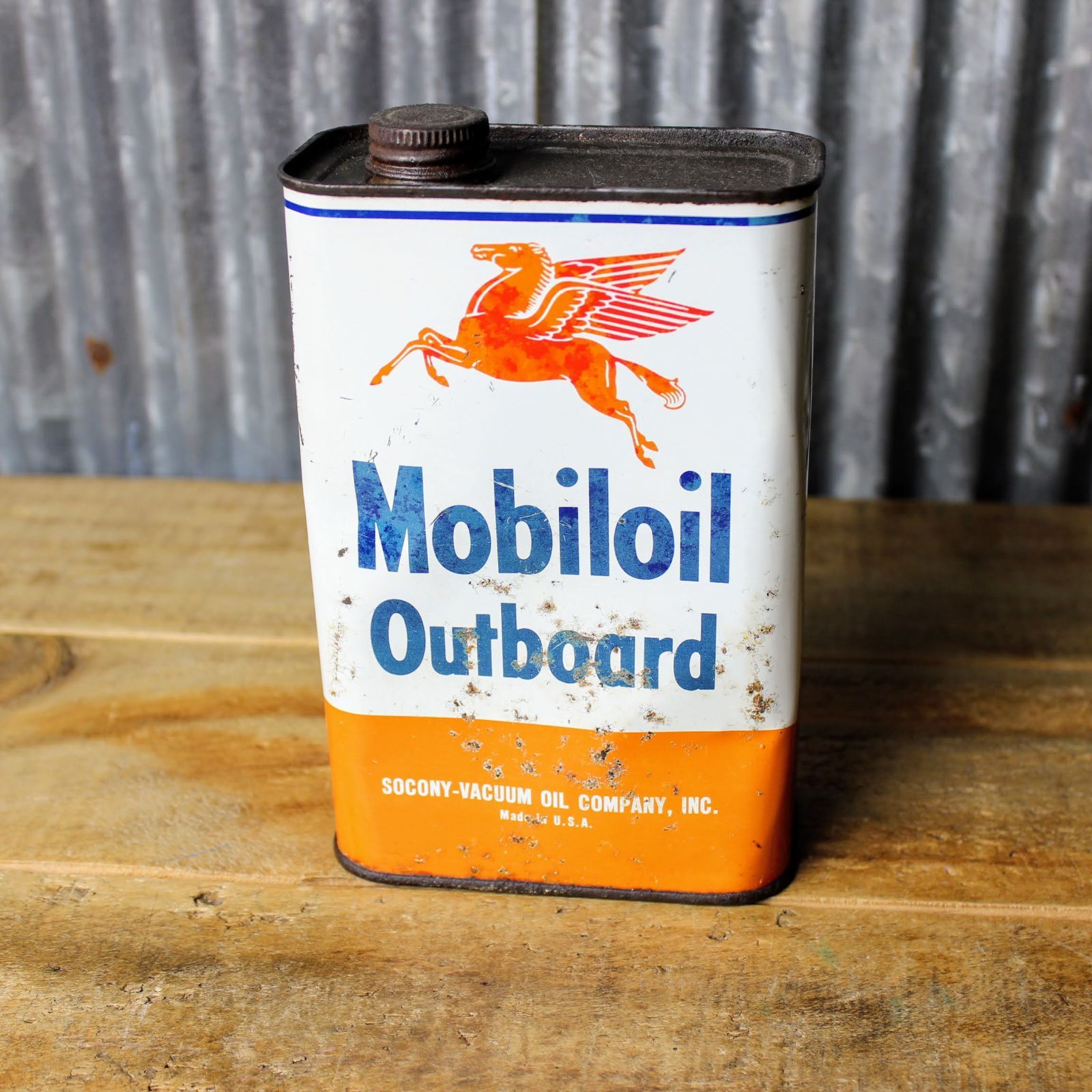 Mobiloil Outboard ビンテージ モービル オイル缶 - SK OLDIES - メルカリ