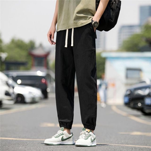 種類76：2XL/K：ブラックライトグレー メンズ ファッション 服 男性用 オシャレ シンプル 大人 かっこいい 大きいサイズ ストリート 紳士服 コットンリネン パンツ 春秋 スウェット パンツ リ