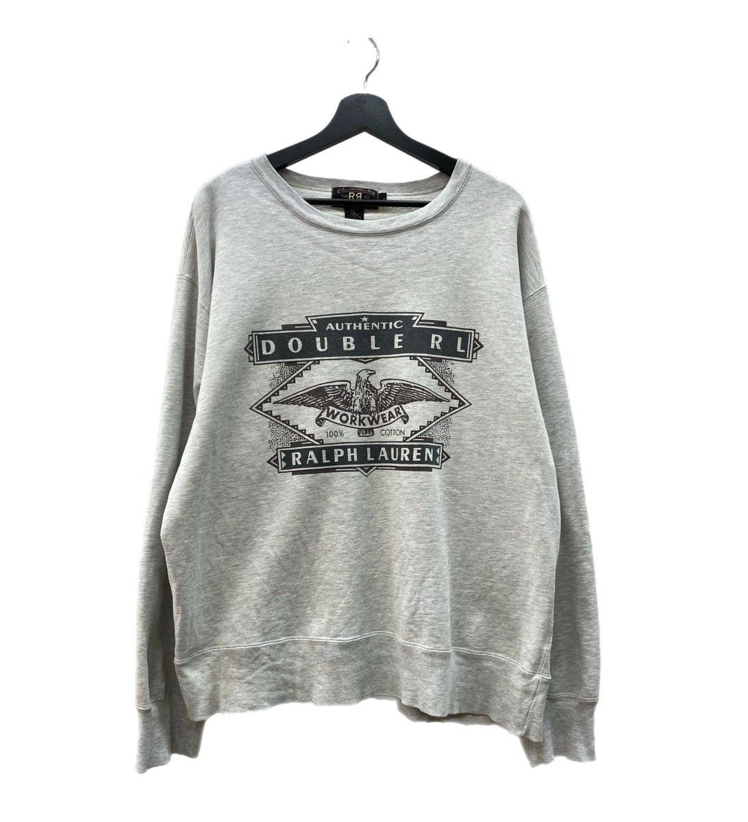 ダブルアールエル RRL 90s 90年代 三ツ星タグ EAGLE SWEAT SHIRT イーグル 灰色 スウェット プリント グレー Lサイズ 104MT-2025