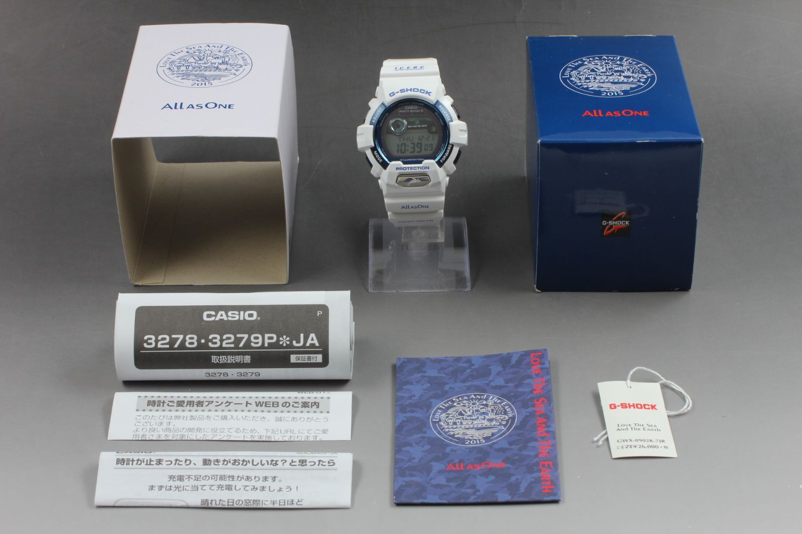 [美品・完動品] CASIO G-shock 2015年イルカクジラ限定モデル G-SHOCK イルクジ2015 GWX-8902K-7JR 電波ソーラー