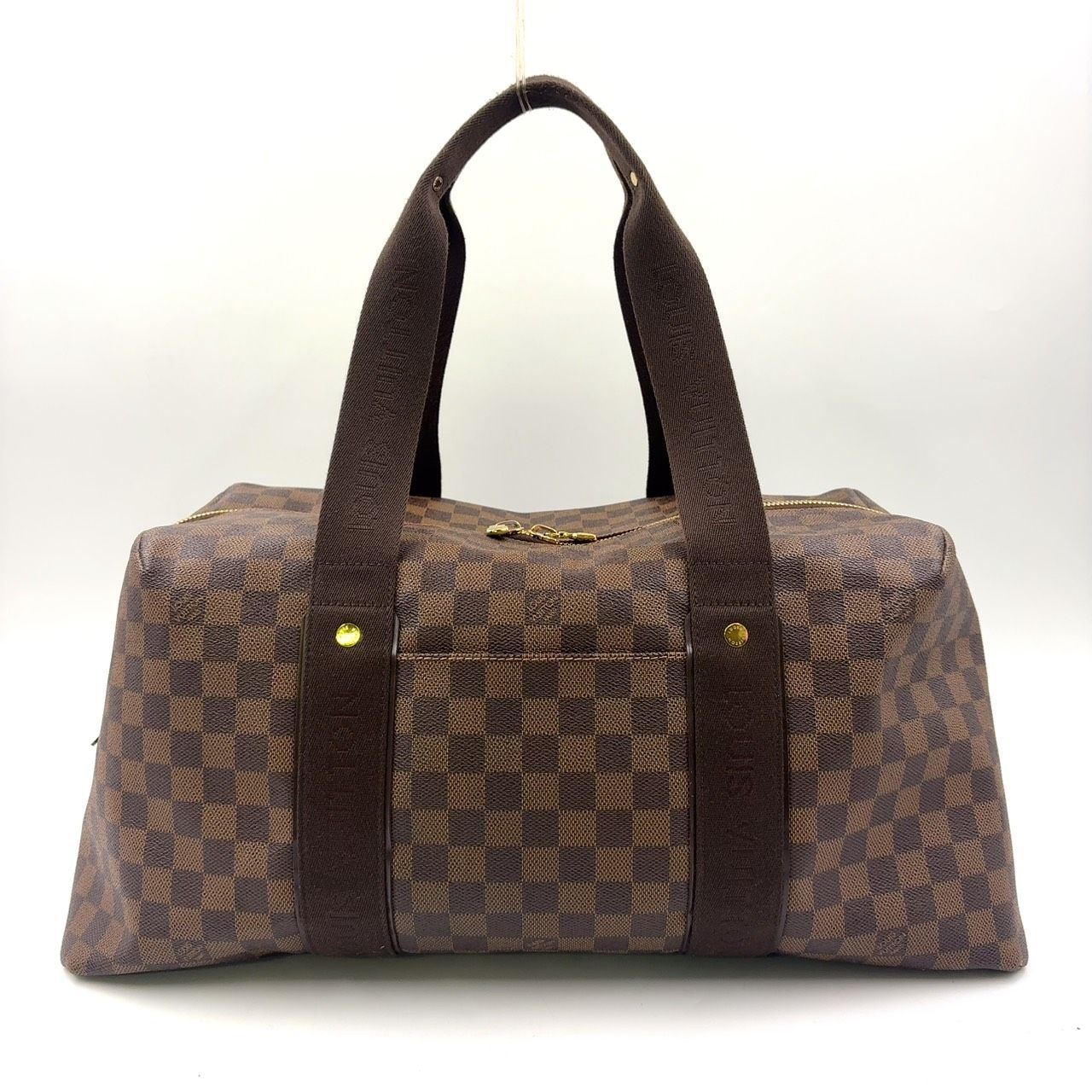 LOUIS VUITTON ウィークエンダーMM ダミエエベヌ ダミエエベヌ レザー×PVC ブラウン ボストンバッグ ゴールド N41138