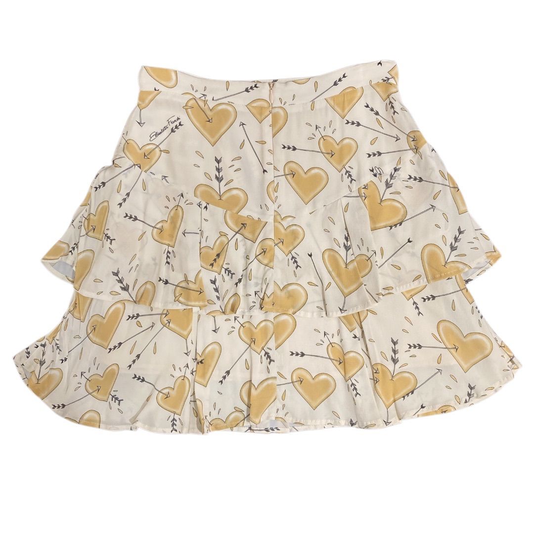 エリザベッタフランキ ELISABETTA FRANCHI リボンスカート 40 サイズ ホワイト レディース ハートフリルスカート イタリア製