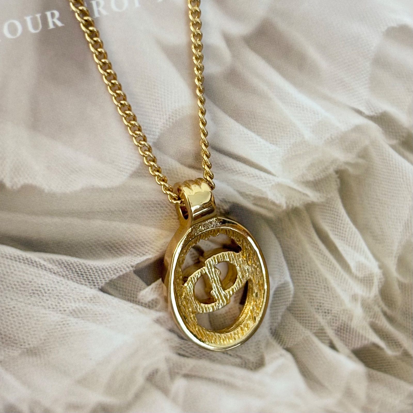 ChristianDior Dior ディオール ゴールド ネックレス GP 極美品】クリスチャンディオール ネックレス ディオール ロゴ