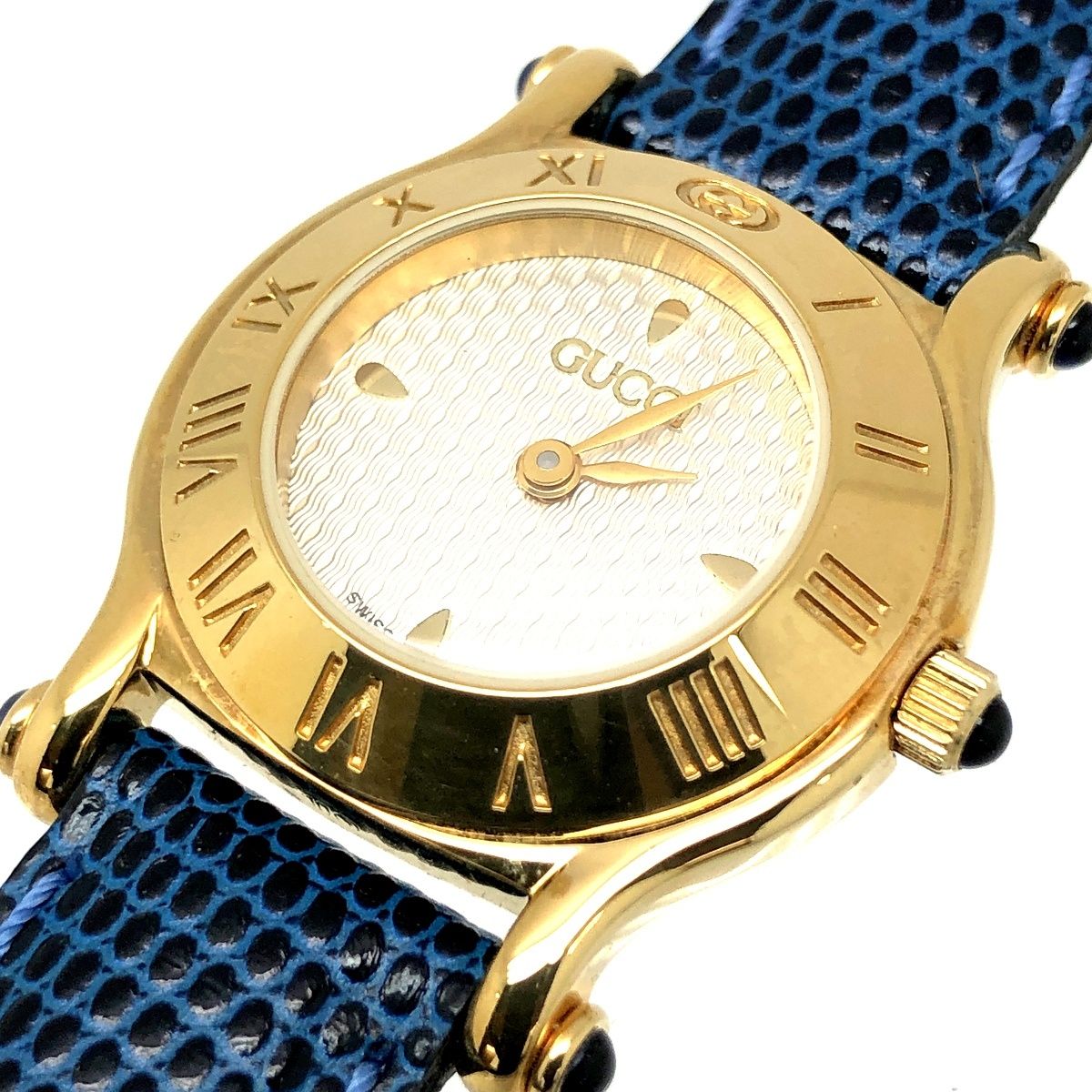GUCCI グッチ 時計 クォーツ 6500L 小物 ブルー ゴールド スイス製 箱あり オールシーズン レディース 女性