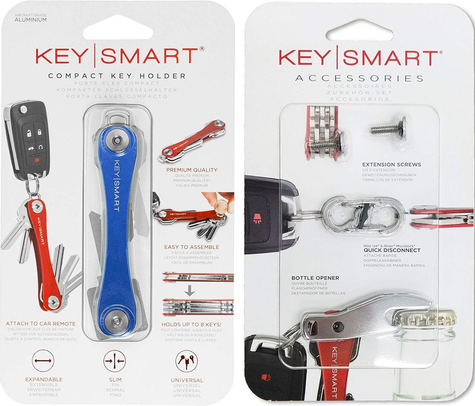 KeySmart(キースマート) - コンパクトに収納できる キーオーガナイザー キーケース ＋拡張スクリュー（鍵14個収納）、カラビナ、栓抜き 付きの2パックセット